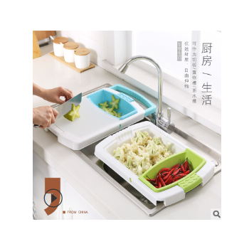 多功能家用水槽粘板收纳沥水篮厨房塑料伸缩板切水果蔬菜切菜案板图3