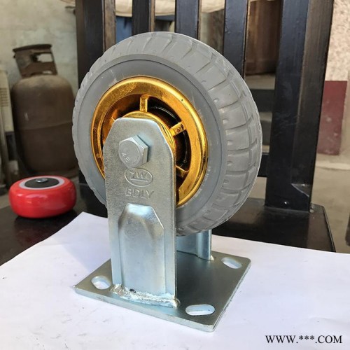 5寸工业万向轮 定向金灰胶弹力橡胶静音脚轮  加工弹力橡胶轮图3