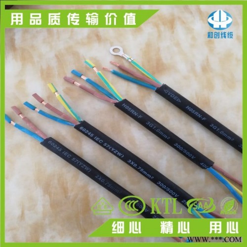 东莞 和创H05RN-F 2x0.75 2x1.0 VDE橡胶线 插头线 电源线 电线加工厂图5