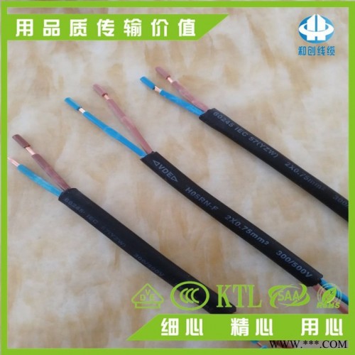 东莞 和创H05RN-F 2x0.75 2x1.0 VDE橡胶线 插头线 电源线 电线加工厂图2