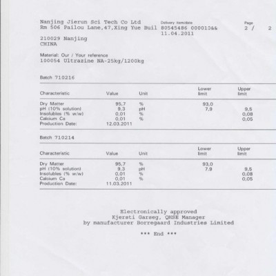 鲍利葛 挪威 木质素分散剂 Ultrazine NA图3