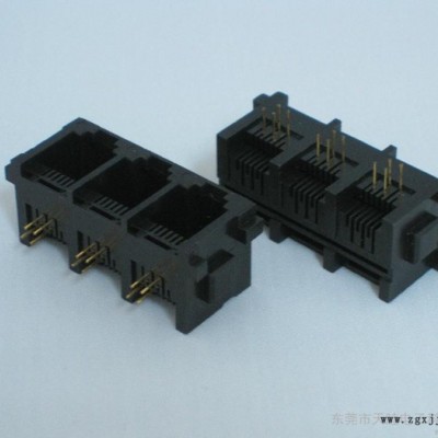 供应天睦6P4C 1X3  PBT 镀金FU 带边 RJ11PCB通讯插座 RJ11 PCB通讯插座图3