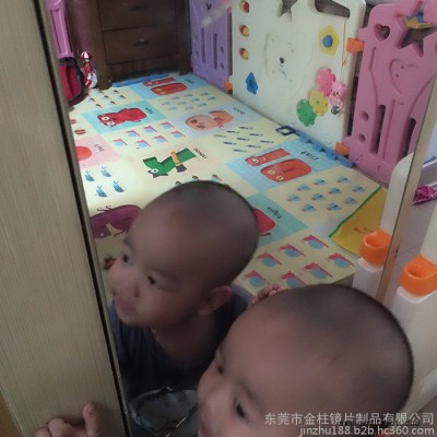 生产背胶镜片 PMMA 宝宝镜  真空电镀镜环保银色镜图2