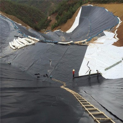 电厂灰坝防渗处理 垃圾填埋场防渗土工膜  hdpe土工膜 厂家直供 淡水养殖膜 泰安润鑫 HDPE防渗膜图2