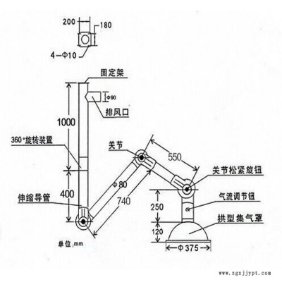酷维 吸风罩 pp万向抽气罩 实验室排气罩图7