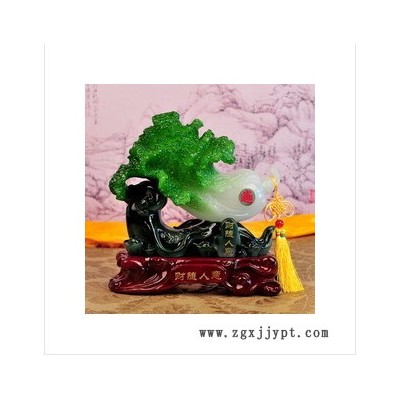 供应财随人意 室内摆件 树脂K019工艺品 玉白菜摆件 家居装饰商务礼品图3