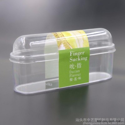 中艺 甜品慕斯蛋糕乳酪杯长椭圆形PET盒吮指杯含盖带扣 700套图1