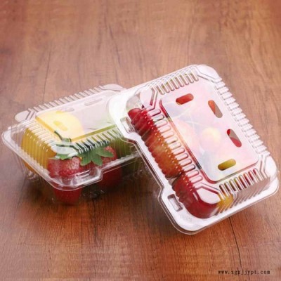 一次性水果盒 塑料包装盒 草莓车厘子保鲜打包盒 有盖透明长方形 PET材质