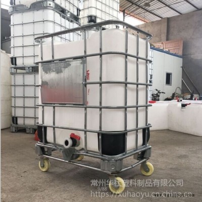 常州厂家供应特厚滚塑吨桶500kg集装桶方型带铁架化工叉车桶500升耐酸碱05吨图2