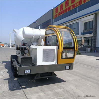 定制小型橡胶履带水泥罐车厂家 商混站转运混凝土罐车 可自搅拌图2