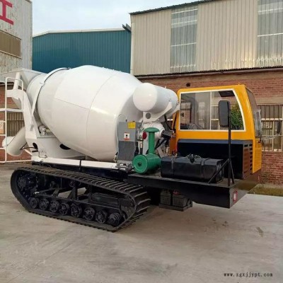 恒沃橡胶履带水泥罐车 5方混凝土搅拌车 农用水泥履带式田螺车