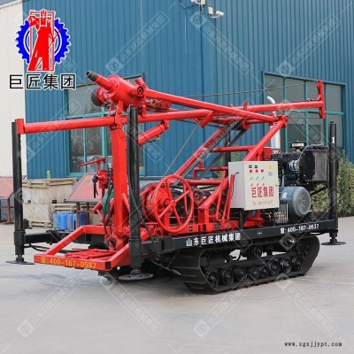 JUJIANG/巨匠履带式柴电两用蚂蚱腿打井机双动力源 橡胶履带 移动方便液压支腿