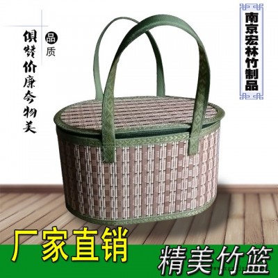 纯手工编织鸡蛋竹篮 竹制工艺品篮 精美鸡蛋竹篮包装图2