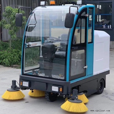 2020宝鸡杉东新能源商用全封闭驾驶式洗地机 大型公路工厂车间石化扫地车洛阳机场专用起跑线清洁电瓶扫地车图1