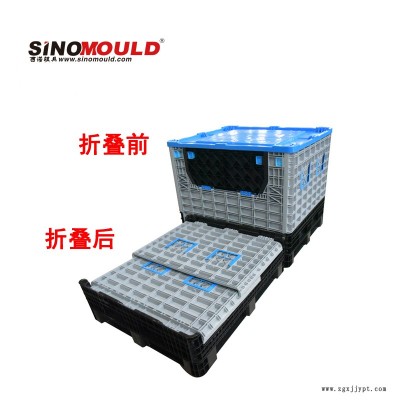 模具厂商自主开模生产可折叠式物流托盘箱带盖防尘卡板箱四面进叉箱式托盘图2