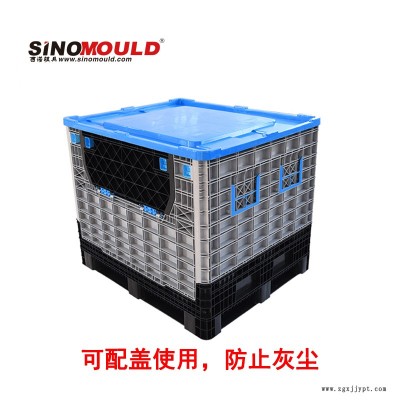 厂家直供折叠式自带托盘卡板箱灰色可开小门物流箱现货销售广招经销商图2