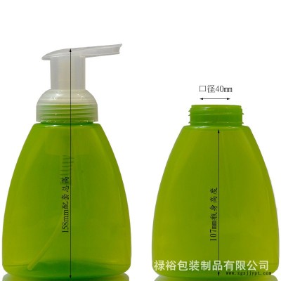 厂家定制供应PET泡沫瓶300ml三角形瓶40牙左右开关泵泡泡洗手液瓶图2