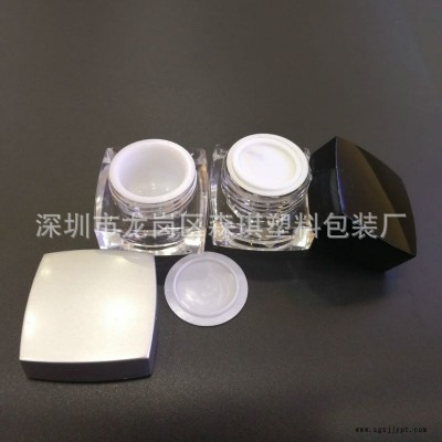 工厂热销 5克亚克力四方形膏霜瓶 试用装瓶 分装瓶 面霜瓶 塑料包材图4