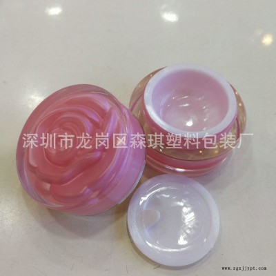 厂家供应  10克亚克力玫瑰花瓶 膏霜瓶 面霜瓶 试用装瓶 分装瓶图3