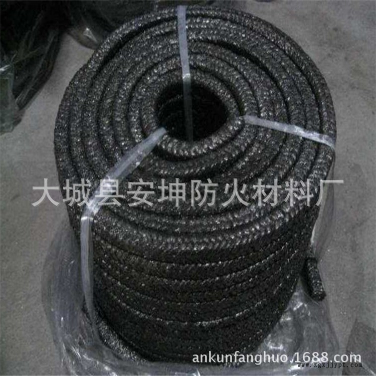 供应山东鲁阳黑色四氟盘根黑色聚四氟乙烯石墨膨体盘根耐高温防腐示例图2
