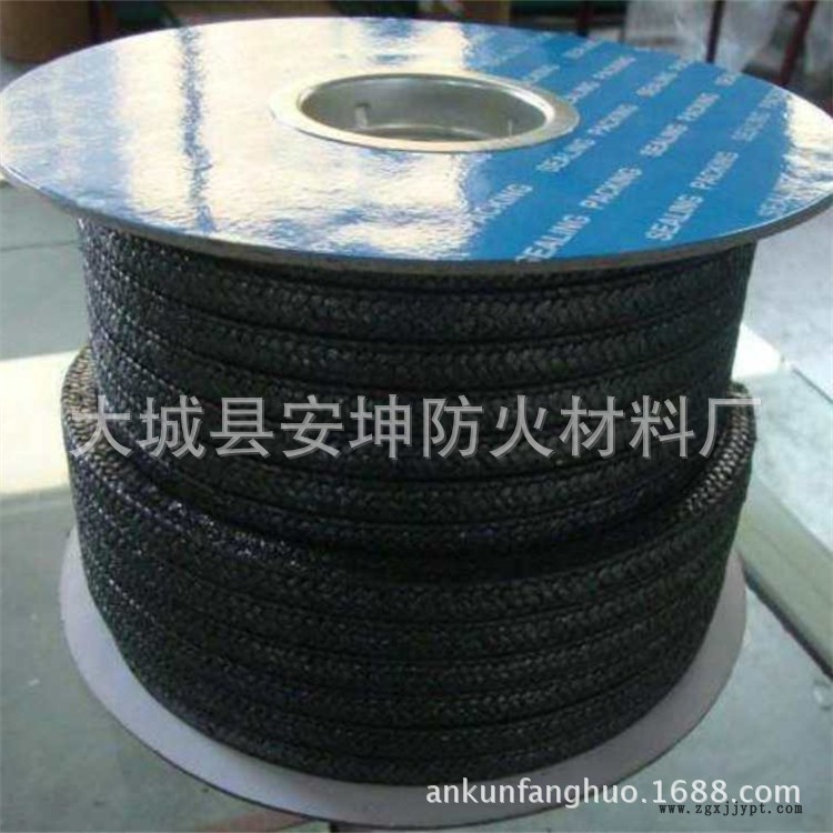 供应山东鲁阳黑色四氟盘根黑色聚四氟乙烯石墨膨体盘根耐高温防腐示例图1