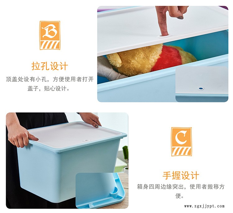 专利产品塑料家用床底玩具衣服书有盖收纳箱整理箱储物箱大号示例图5