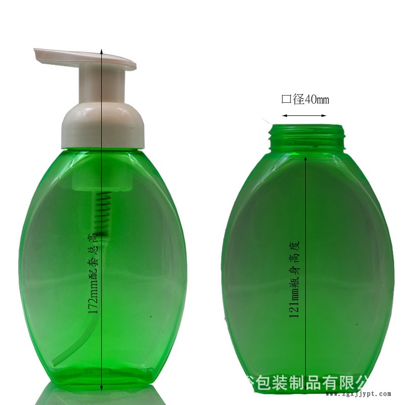 厂家定制供应PET泡沫瓶330ml三角形瓶40牙左右开关泵泡泡洗手液瓶示例图5