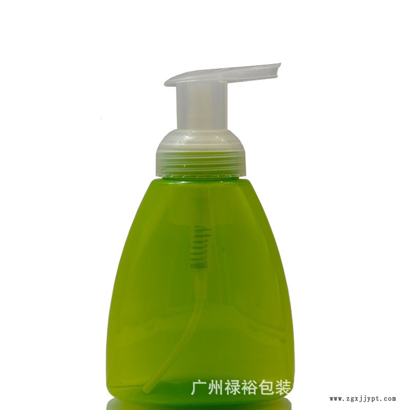 厂家定制供应PET泡沫瓶300ml三角形瓶40牙左右开关泵泡泡洗手液瓶示例图2
