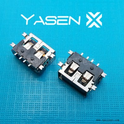 Yasen USB AF 连接器 10.0短体全贴SMT直边6.3 LCP耐高温 USB短体