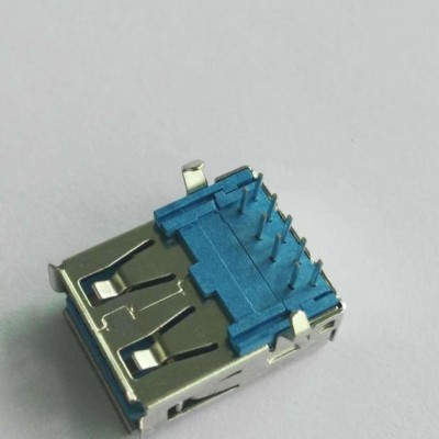 直销USB AF-3.0母座 90度DIP 铁壳蓝胶LCP图2