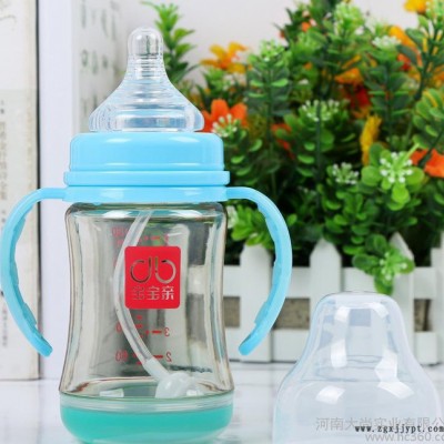 工厂宝宝亲带手柄吸管防摔防胀气宽口径ppsu奶瓶300ml/图3