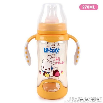 水上莲花婴儿奶瓶PPSU奶瓶宽口径带手柄婴幼儿奶瓶耐摔不含双酚A抗高温防胀气奶瓶270ML