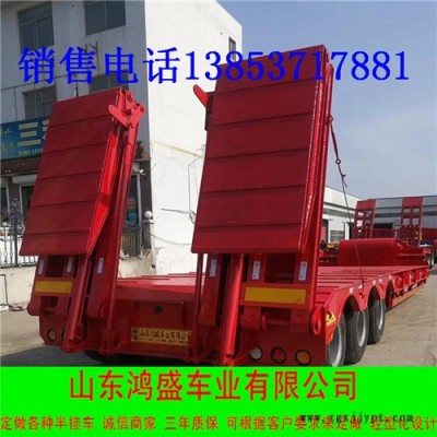 鸿盛挂车厂家 13米半挂车 低平板半挂车 高低高半挂车 轮胎外漏半挂车图4