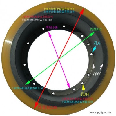 诺力小金钢驱动轮方向轮220*70-10孔 浙江托盘车转向轮后轮传动轮聚氨酯包胶轮橡皮轮胎图3