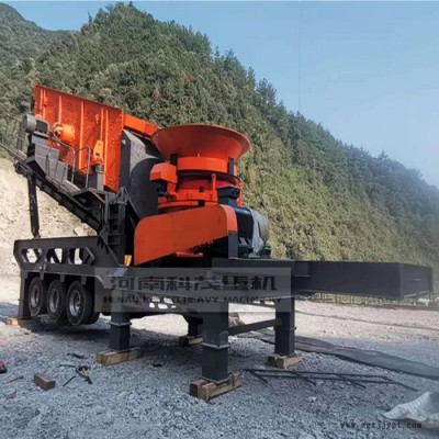 科茂重机建筑垃圾移动破碎站 车载式破碎机 水泥路面沥青块破碎机 轮胎式石子制砂机 废旧混泥土移动破碎站图2