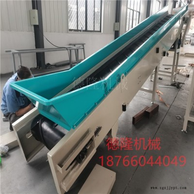 德隆dl-1131 非标定制黑色橡胶带输送机工地砂石料提升机高侧板皮带运输机图2