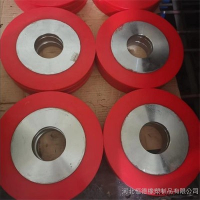 承重聚氨酯包胶轮 铁件橡胶轮 pu耐磨轮 装卸车静音聚氨酯滚轮 污水处理聚氨酯行走轮图2