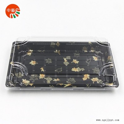 1107A一次性吸塑水果寿司塑料盒/日式寿司包装盒金叶印花400套 寿司盒 一次性寿司盒