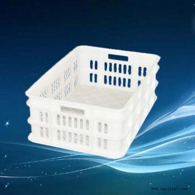 塑料收纳框 蓝绿色分类周转筐  长方形快递运输塑料箱蓝色周转筐图2