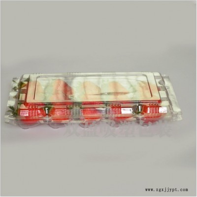 供应草莓盒 PET吸塑透明带扣包装盒 12格15格 20格大中小多款定制