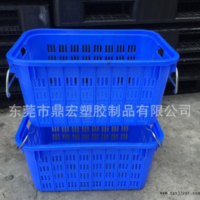 鼎宏厂大量塑料物流框 红黄蓝绿白塑胶周转萝 带铁耳配送菜箩图2