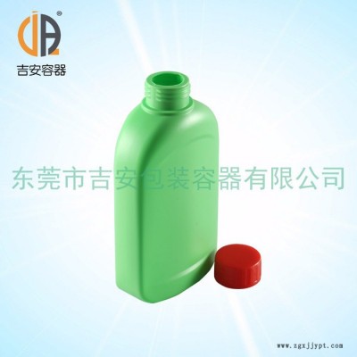吉安容器 JAPC600ml 扁瓶 绿色600ml毫升 600g包装塑料瓶 化工液体瓶 厂家现货供应图4