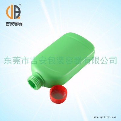 吉安容器 JAPC600ml 扁瓶 绿色600ml毫升 600g包装塑料瓶 化工液体瓶 厂家现货供应图2
