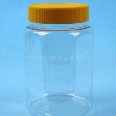 广东 最潮的塑料罐 PET透明罐子 350毫升六角罐 厂家批发