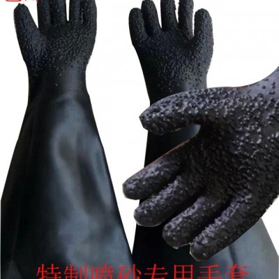 喷砂机专项使用手套橡胶耐磨特制喷砂大手套加长加厚单只左手图2