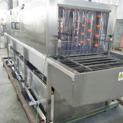 鼎鸿XKJ-2000型豆腐盘子清洗机 隧道式洗箱机 食品盒子清洗机 塑料模具清洗机 洗盒机报价 料桶图3