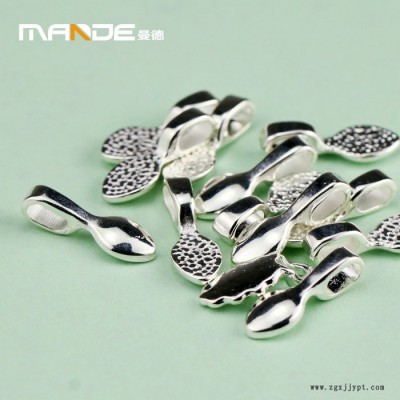 曼德DIY   1707017 DIY工具镀银吊坠挂钩用于DIY饰品 玻璃工艺制作配件10个/包项链吊坠托首饰模具图5