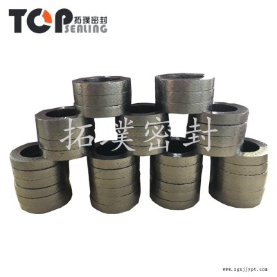石墨盘根环 加工定做填料环 耐高温 密封圈垫圈垫片 钢丝增强石墨绳 纯石墨盘根 5000R 拓璞密封图2