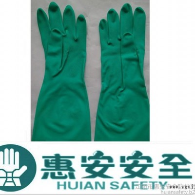 高品质工厂直销价绿色丁晴橡胶手套 丁晴防油防化劳保手套图2