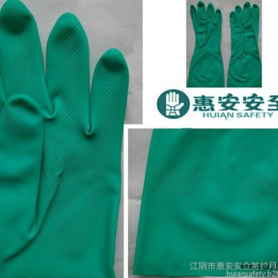高品质工厂直销价绿色丁晴橡胶手套 丁晴防油防化劳保手套图3